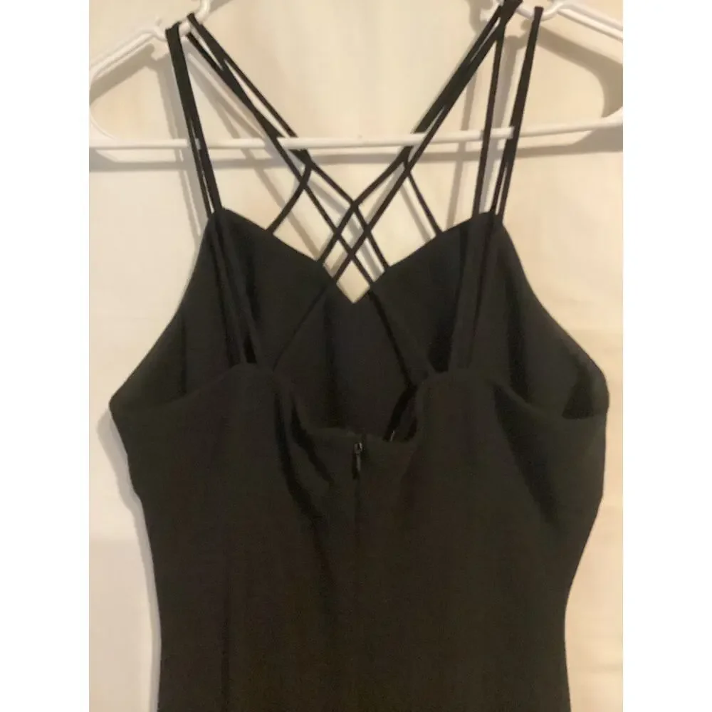 1153 EVAN-PICONE Spaghetti Strap Sheath Party Midi Dress Black Size 4